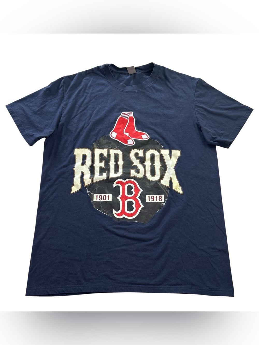 Boston Red Sox MLB Men’s Navy Blue Graphic T-Shirt Logo 100% Cotton size L